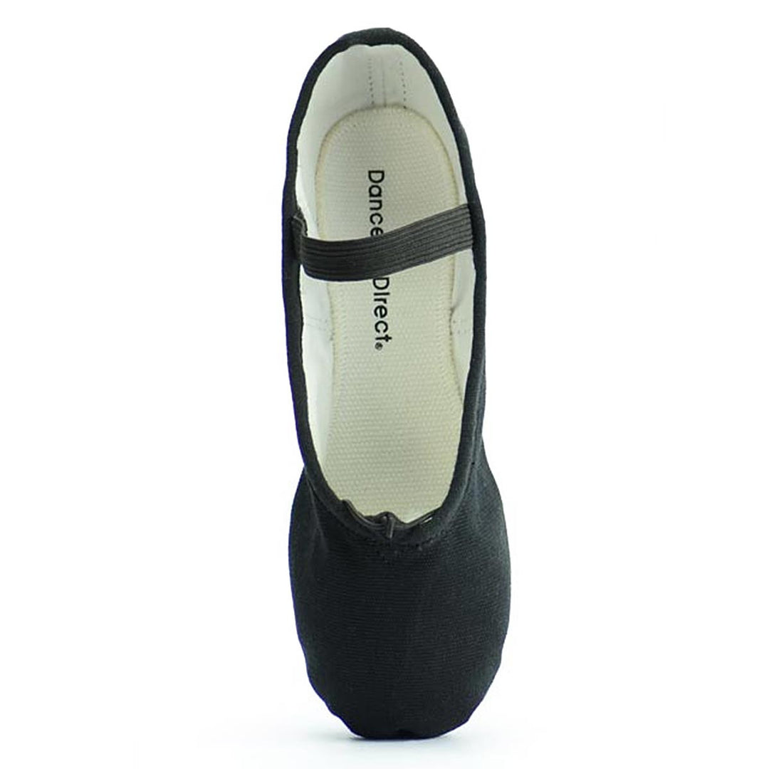 Dance Direct Ballet Shoes Black Canvas Split Sole