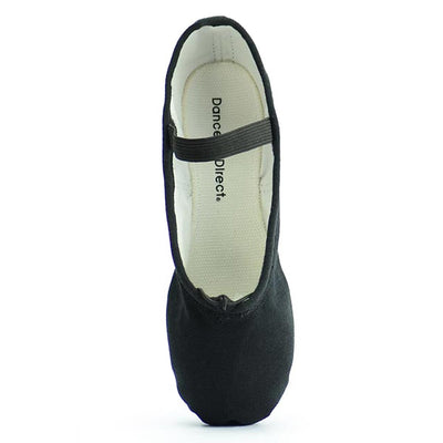 Dance Direct Ballet Shoes Black Canvas Split Sole