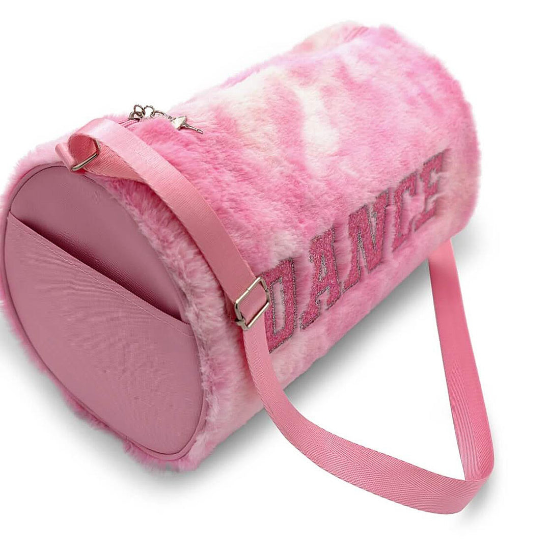 Capezio Plush Pink Faux Soft Fur Dance Duffle Barrel Bag