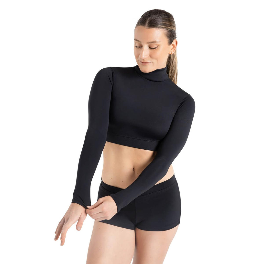 Capezio Turtleneck Long Sleeve Crop Top Reversible Adults