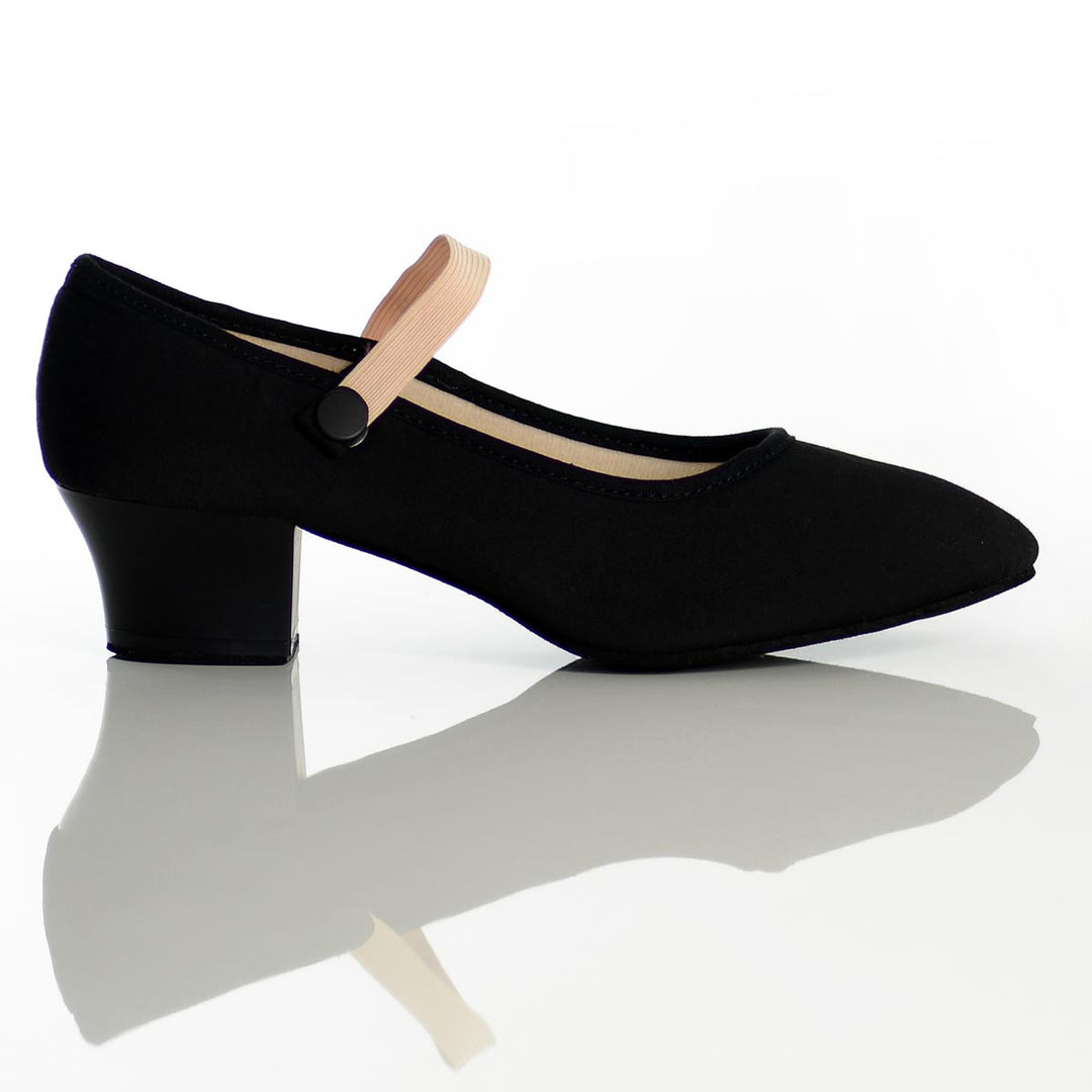 Dance Direct Canvas Character Shoes Cuban Heel Black