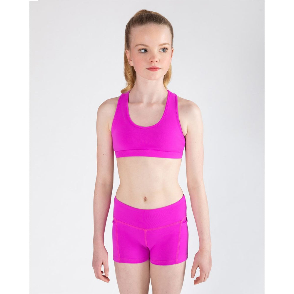 Energetiks Ava Crop Top Children Sizes Hot Pink & Black