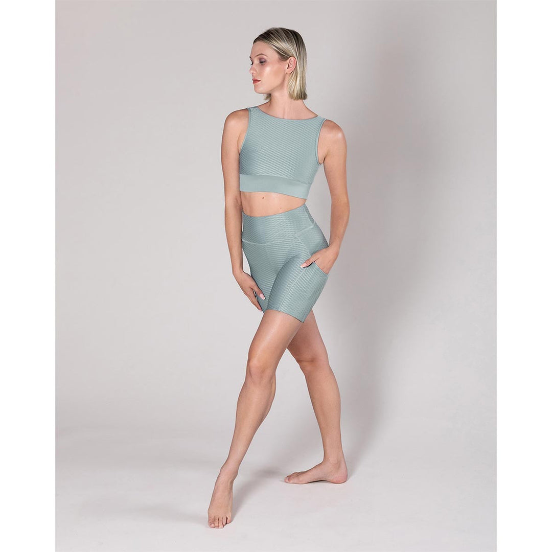 Energetiks Natalie High Neck V Back Crop Top Adult Sizes