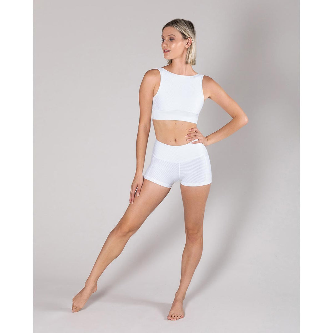 Energetiks Natalie High Neck V Back Crop Top Adult Sizes