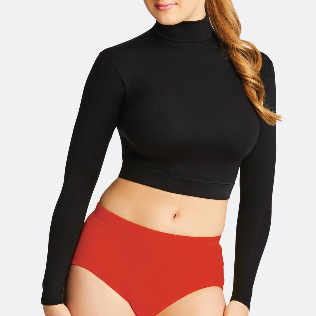 Capezio Turtleneck Long Sleeve Crop Top Reversible Adults