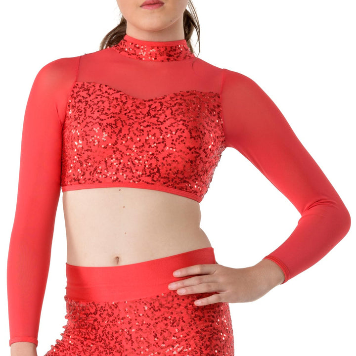 Studio 7 Dancewear Down Town Long Sleeve Crop Top Adults