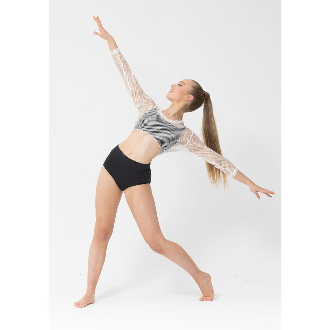 Studio 7 Dancewear Long Sleeve Fishnet Crop Top Adult Sizes
