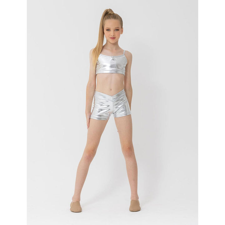 Studio 7 Dancewear Womens Metallic Hot Shorts V-Band Front