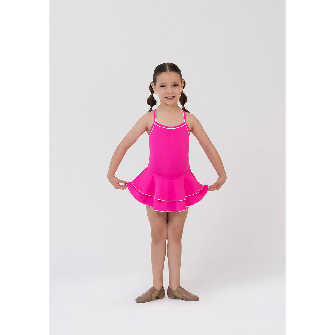 Studio 7 Dancewear Cindy Dress girl wearing Hot Pink