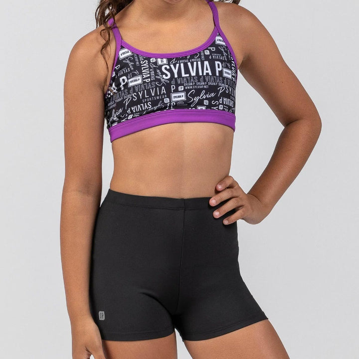 Sylvia P Black Lycra Gymnastics &amp; Dance Short Children Sizes