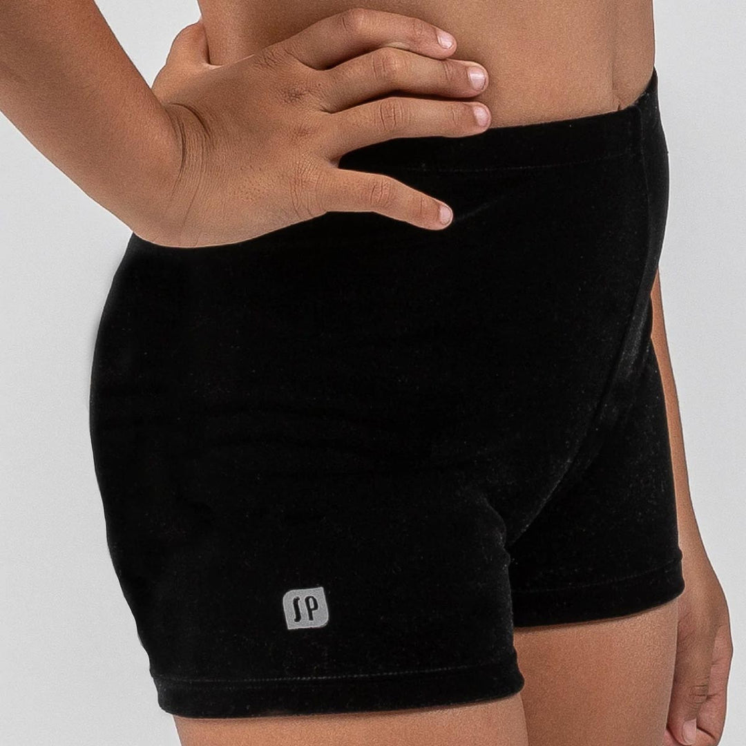 Sylvia P Black Velvet Gymnastic &amp; Dance Short Children Sizes