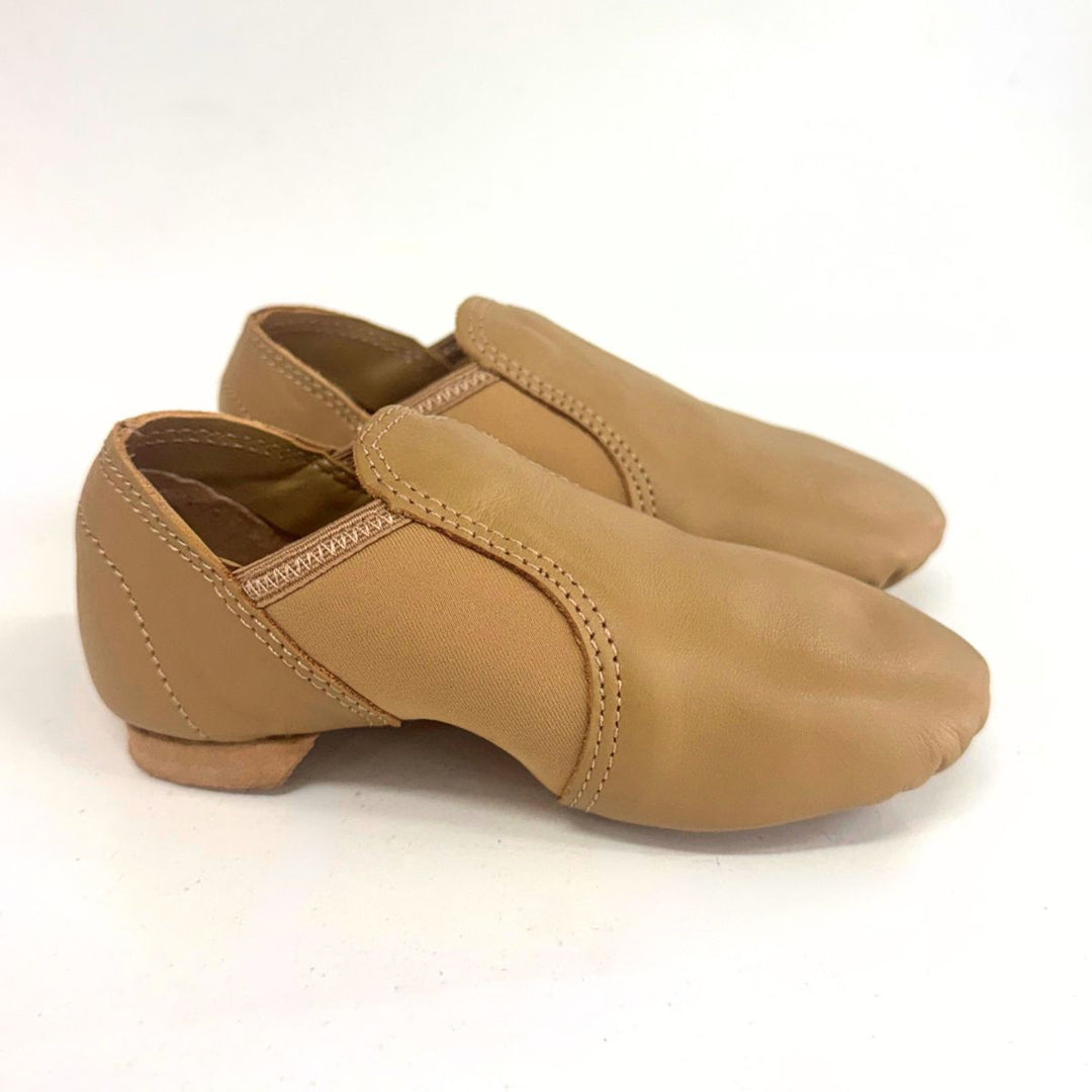 Dance Direct Leather Pull On Split Sole Jazz Shoes Toddler
