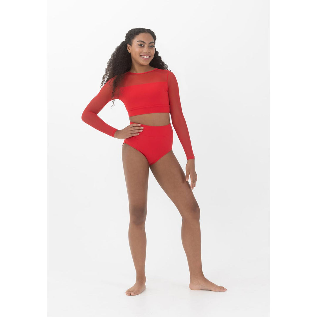 Studio 7 Dancewear Tyler Long Mesh Sleeve Crop Top Adults