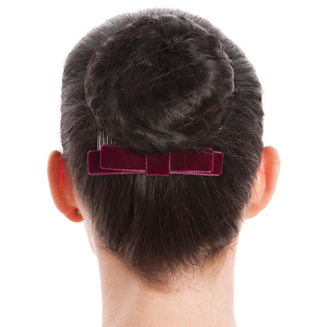 Energetiks Velvet Hair Bow with Comb for Dance &amp; Performance