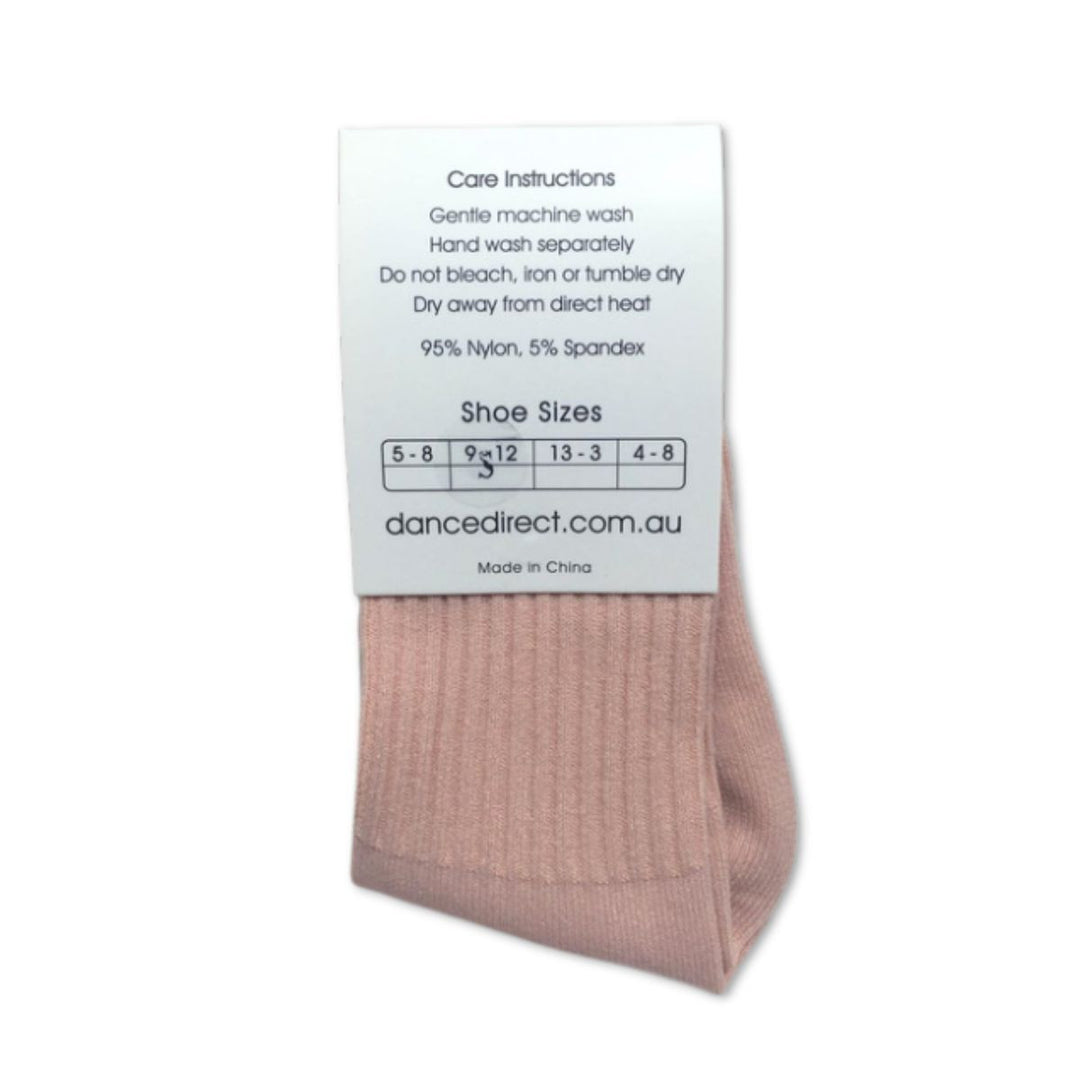 Dance Direct Ballet Socks Ribbed Fold Down Style - Pink