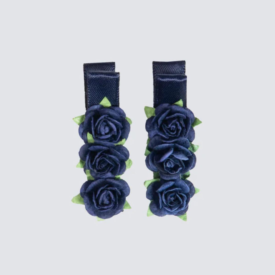 Energetiks Satin Floral Blossom Hair Clips Two Hair Clips