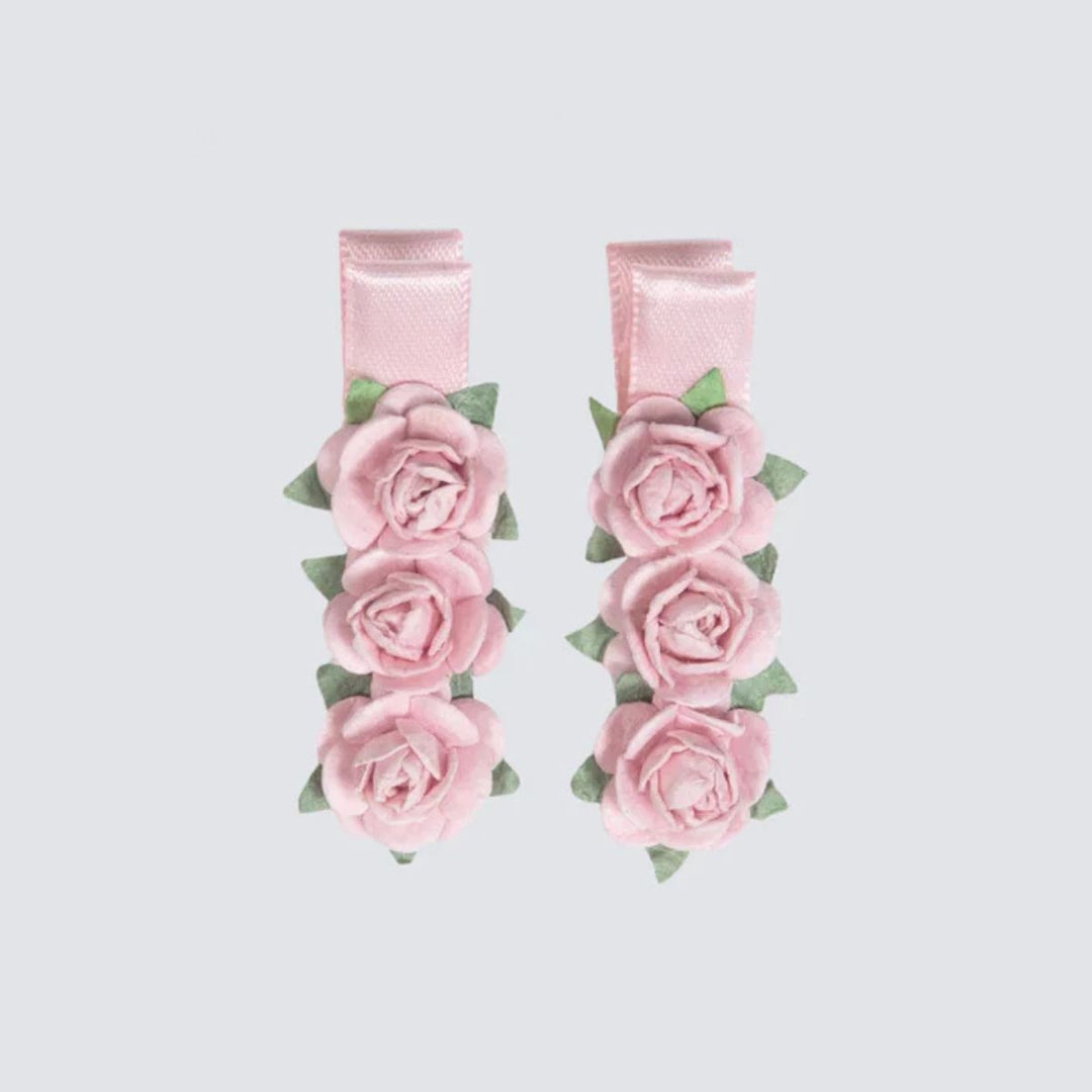 Energetiks Satin Floral Blossom Hair Clips Two Hair Clips