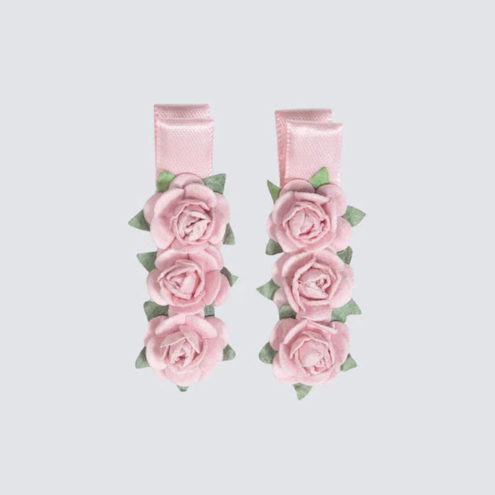 Energetiks Satin Floral Blossom Hair Clips Two Hair Clips