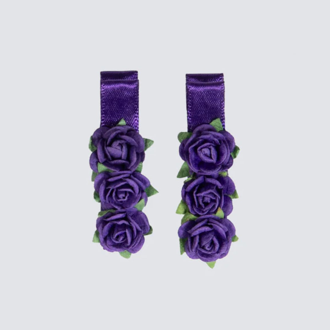 Energetiks Satin Floral Blossom Hair Clips Two Hair Clips