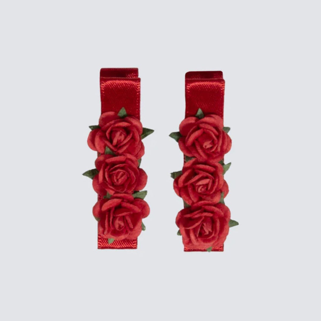 Energetiks Satin Floral Blossom Hair Clips Two Hair Clips