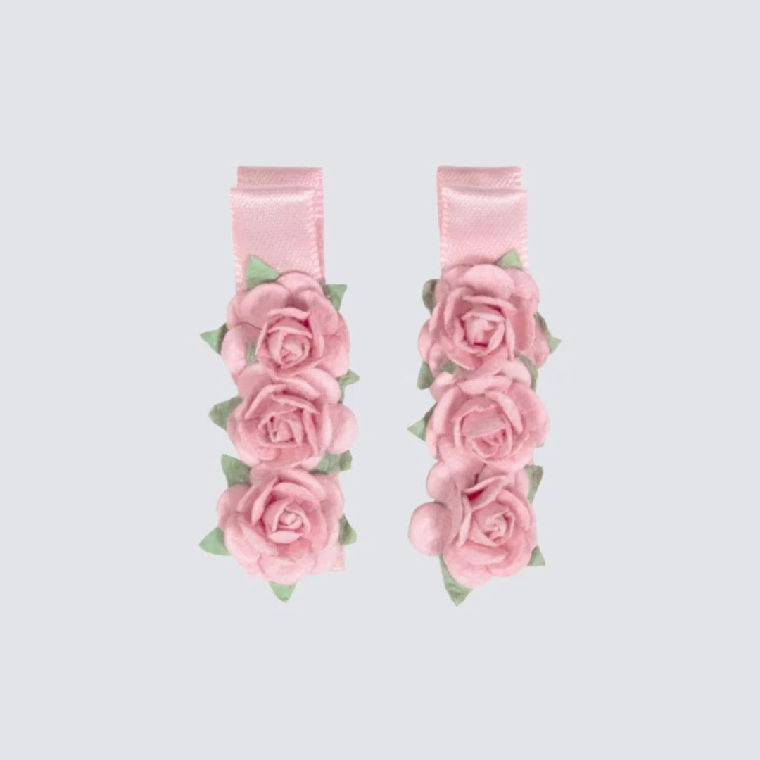 Energetiks Satin Floral Blossom Hair Clips Two Hair Clips