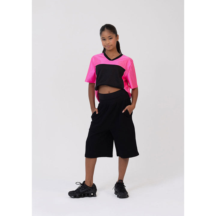 Studio 7 Dancewear Jordan Team Adults Hip Hop Top Black/Hot Pink worn