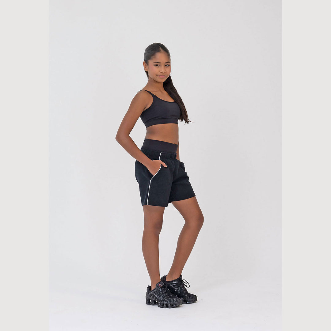 Studio 7 Dancewear Studio Track Short woman wearing, side view