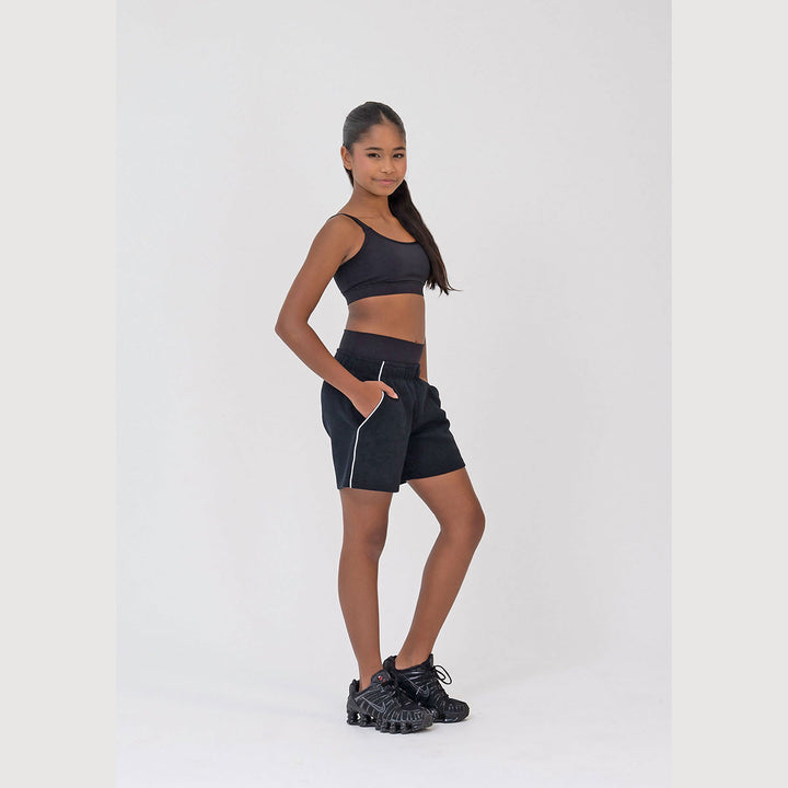 Studio 7 Dancewear Studio Track Short woman wearing, side view
