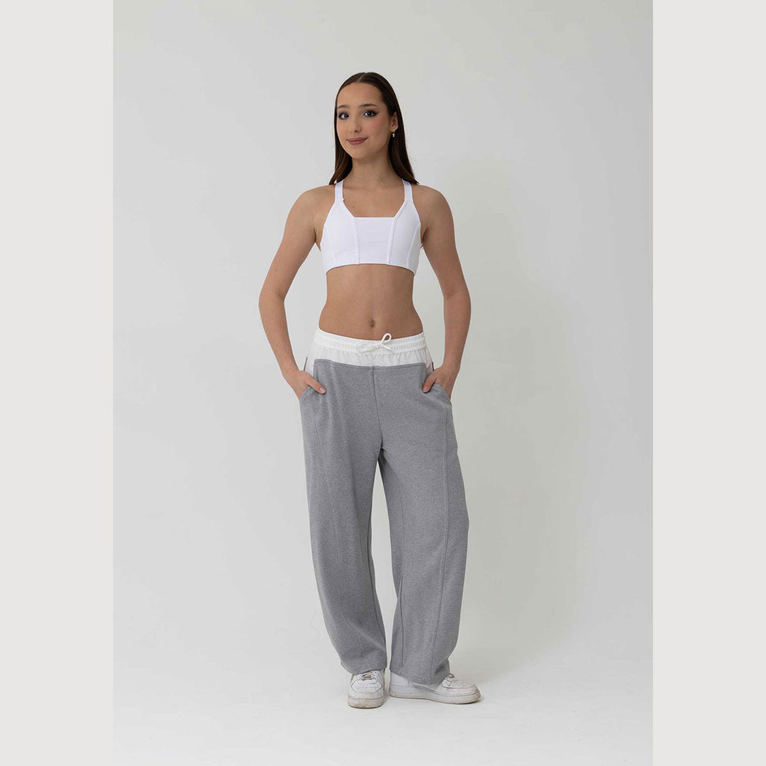Studio 7 Dancewear Locky Track Pant in Grey/White