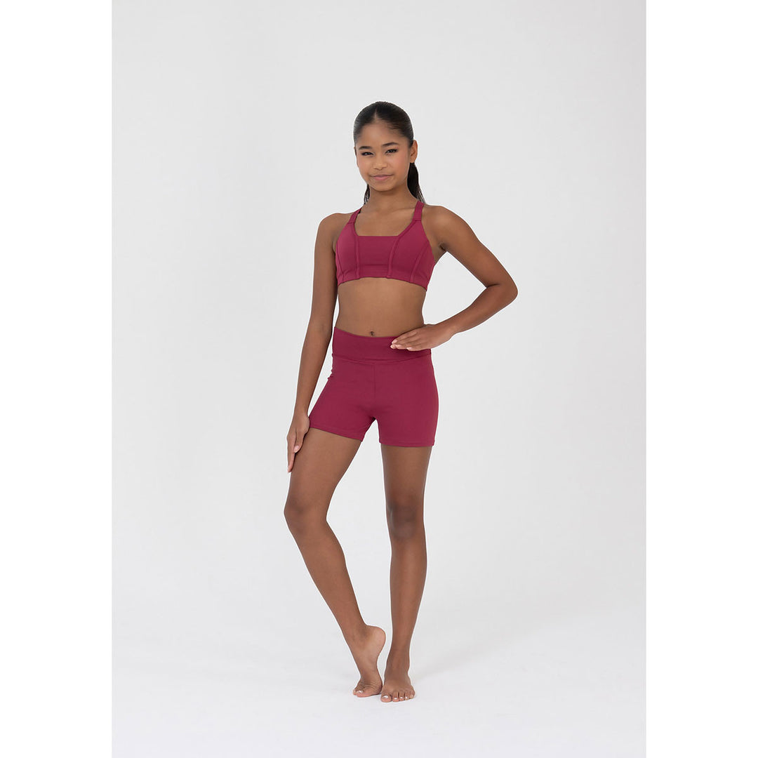 Studio 7 Dancewear Remi Crop Top woman wearing Crimson
