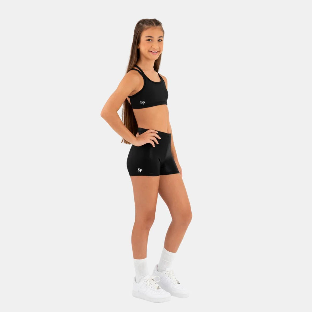 Sylvia P Black Mystique Gymnastics Short Children Sizes