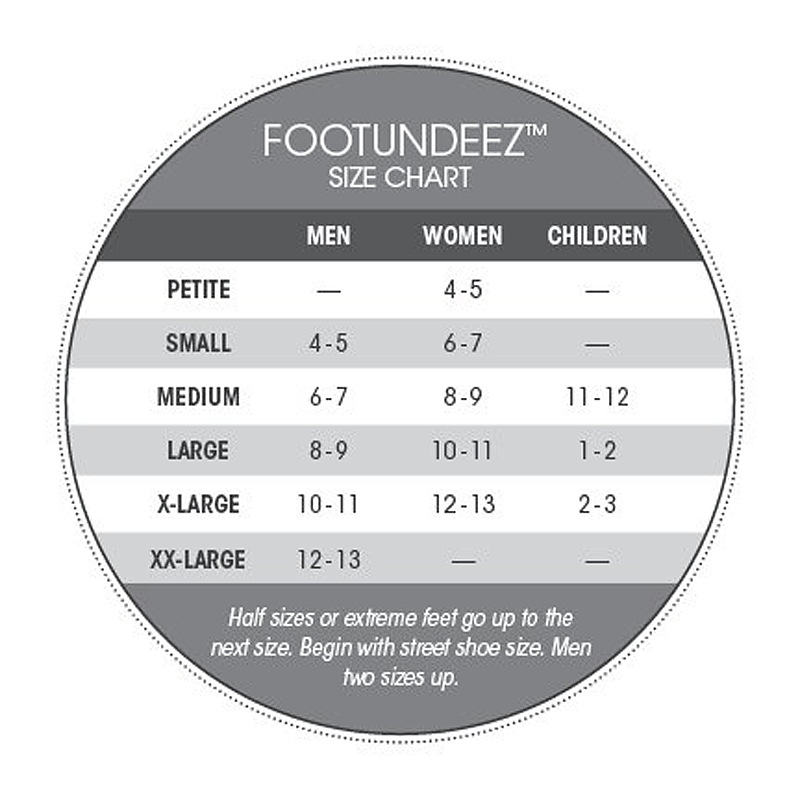 Capezio Pirouette and FootUndeez Size Charts